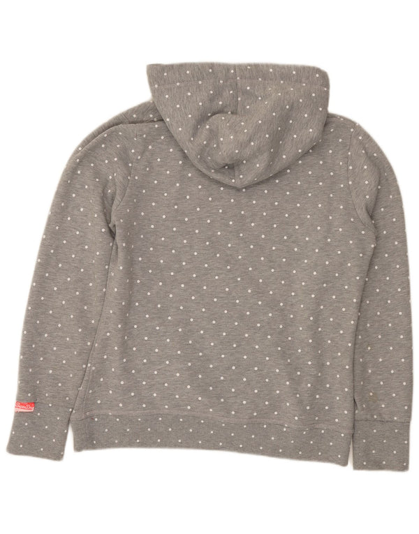 Женский джемпер с капюшоном Superdry UK 18 XL, серый хлопок в горошек