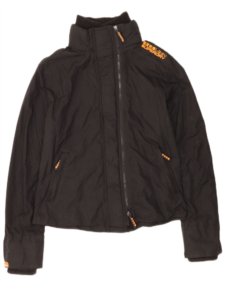 Женская дождевик с графическим рисунком Superdry UK 16, большой черный нейлон