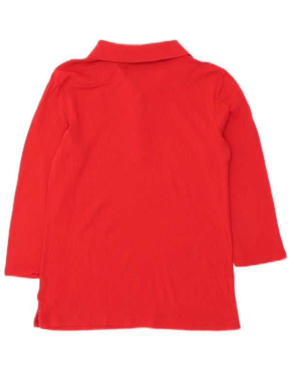 Женская рубашка поло с рукавом 3/4 Ralph Lauren UK 12, средний красный хлопок, красный цвет