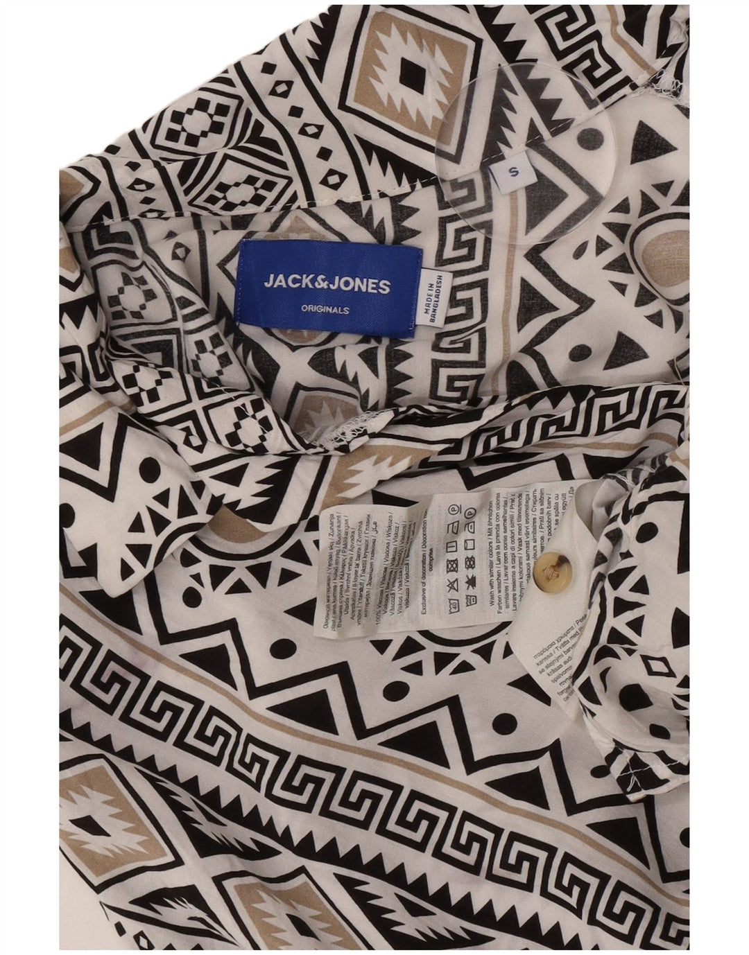 Мужская рубашка с коротким рукавом Jack & Jones, маленькая белая, вискоза с геометрическим рисунком