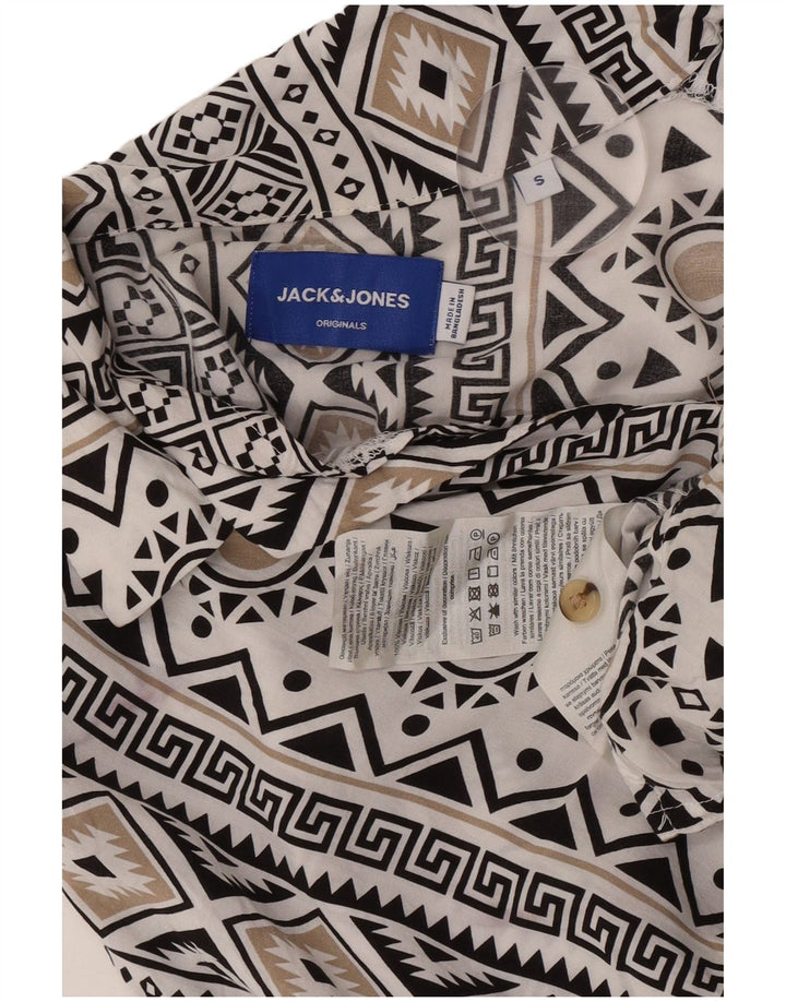 Мужская рубашка с коротким рукавом Jack & Jones, маленькая белая, вискоза с геометрическим рисунком