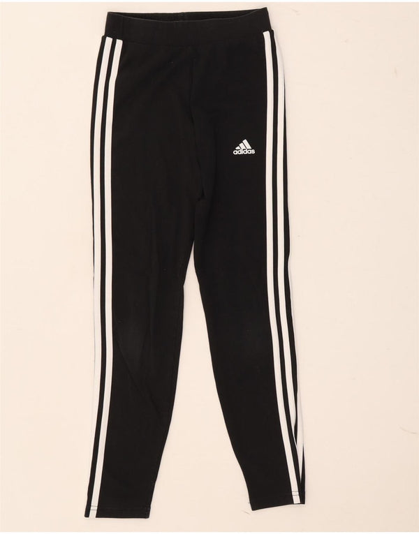 Adidas Girls Leggings 11-12 Years Black Cotton