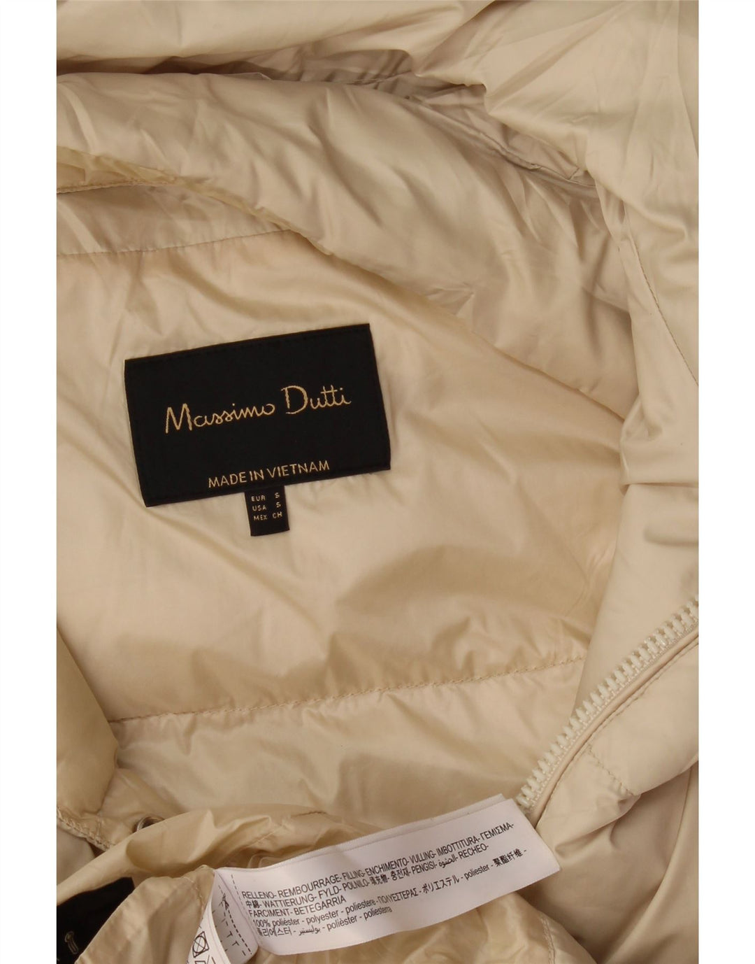 Женское стеганое пальто Massimo Dutti UK 10, маленький белый полиэстер