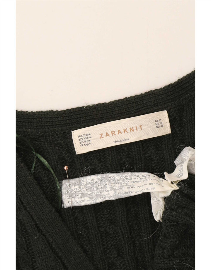 Женский кардиган Zara UK 12, хлопковый средний зеленый цвет