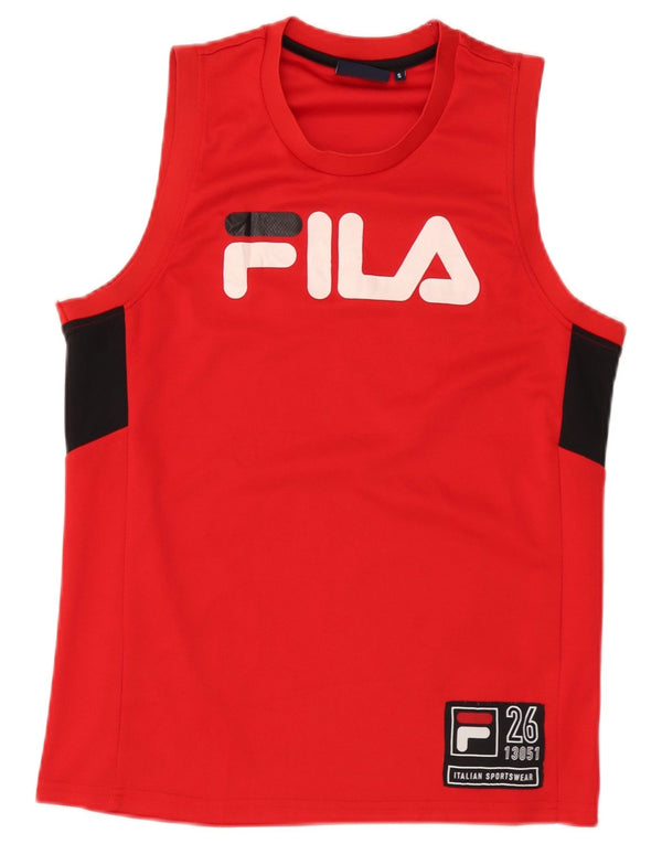 Fila Мужской жилет с графическим рисунком, маленький красный полиэстер с цветными блоками