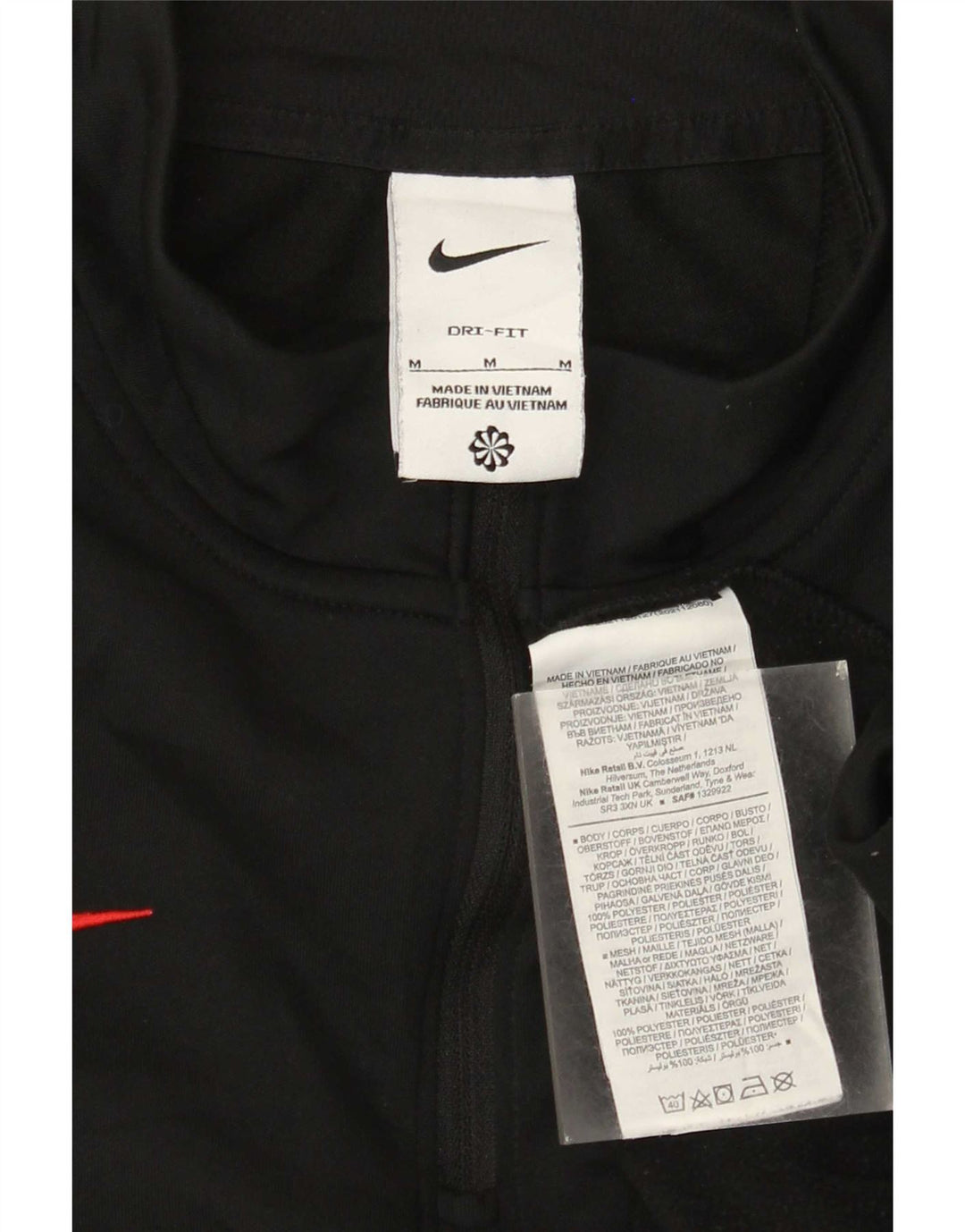 Мужской пуловер с воротником на молнии Nike Dri Fit, спортивный костюм среднего размера, черный с цветными блоками