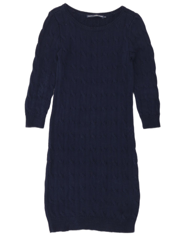 Женское платье-джемпер Ralph Lauren UK 12, средний темно-синий, хлопок