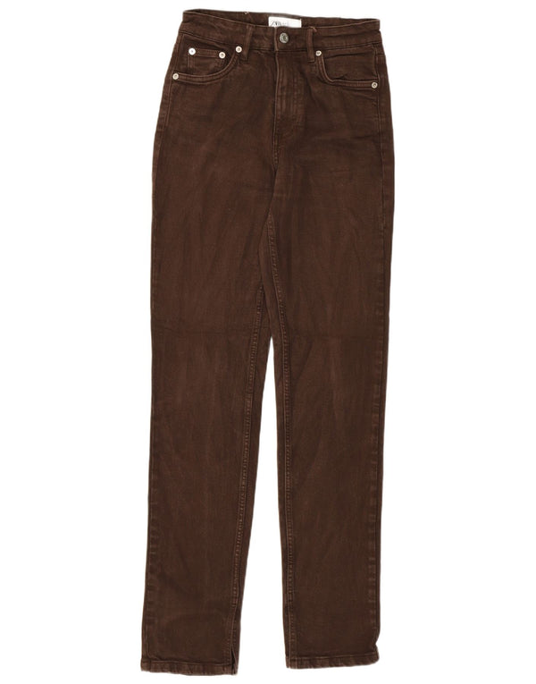 Женские узкие джинсы Zara EU 36 XS W26 L31, коричневые, хлопок