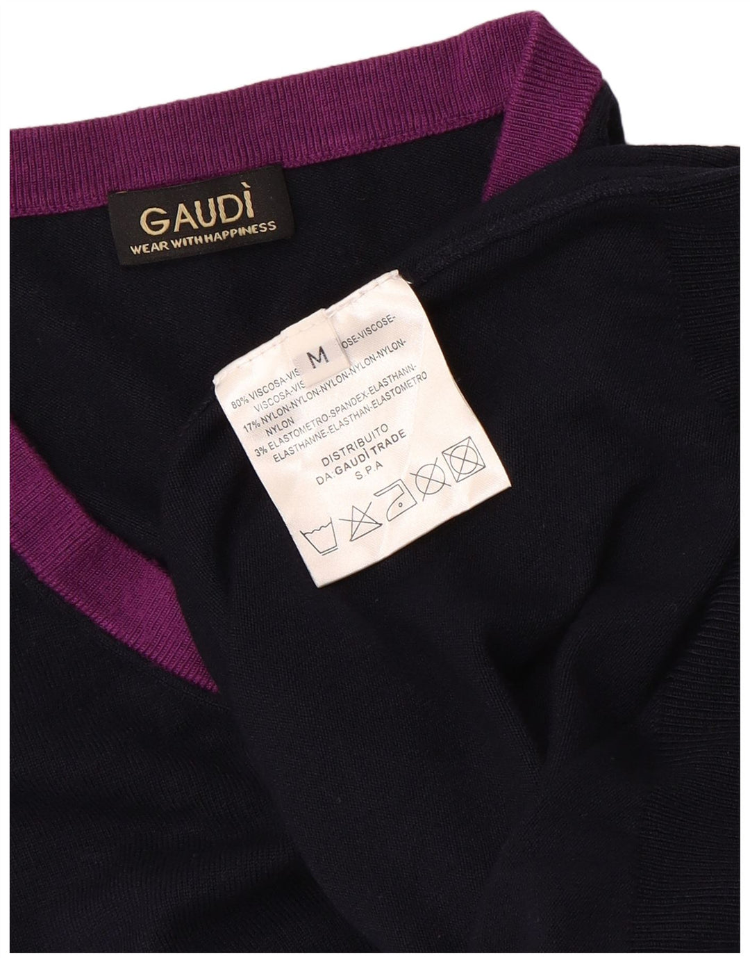 Женский джемпер с v-образным вырезом GAUDI UK 14, средний темно-синий, цветных блоков