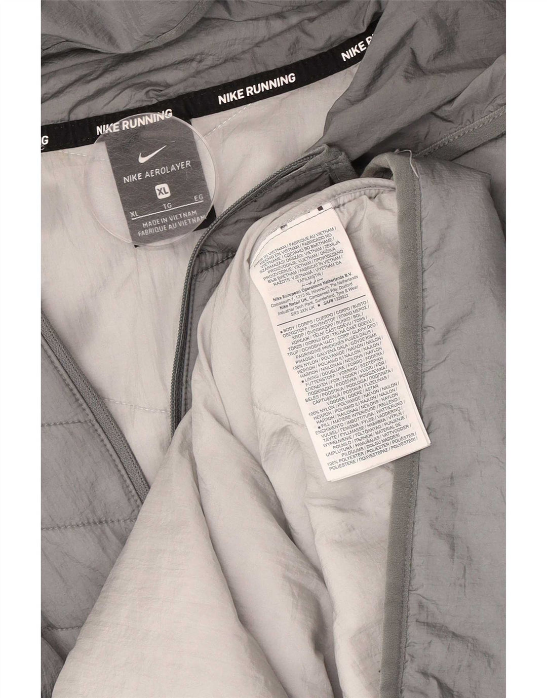 Мужская утепленная куртка с капюшоном Nike UK 42 XL, серый нейлон