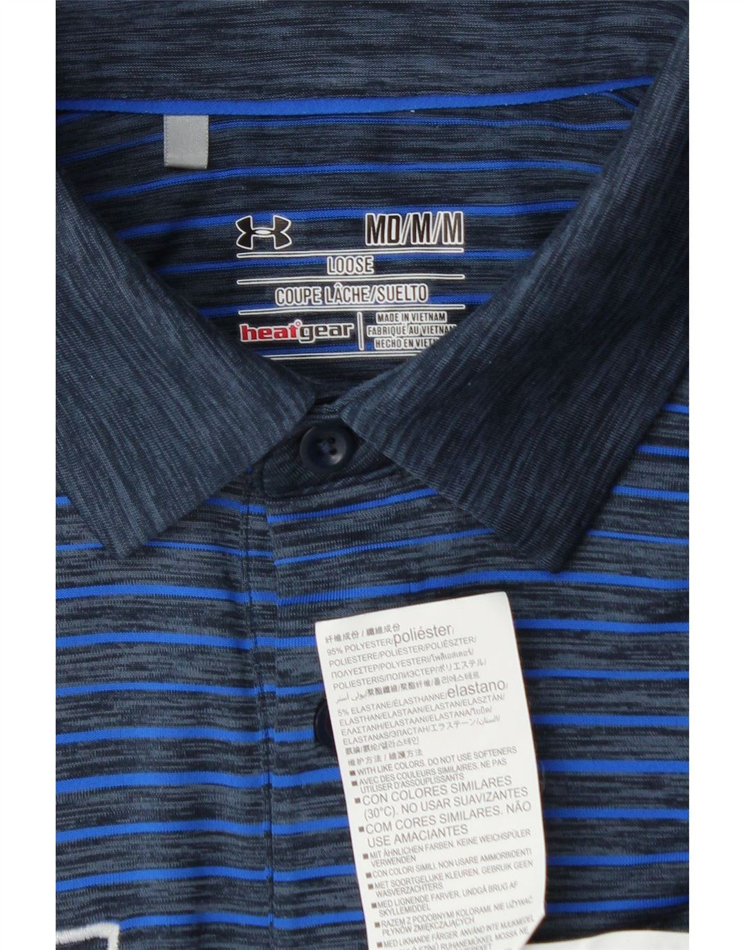 Мужская рубашка поло с графическим рисунком UNDER ARMOR, средний синий в полоску