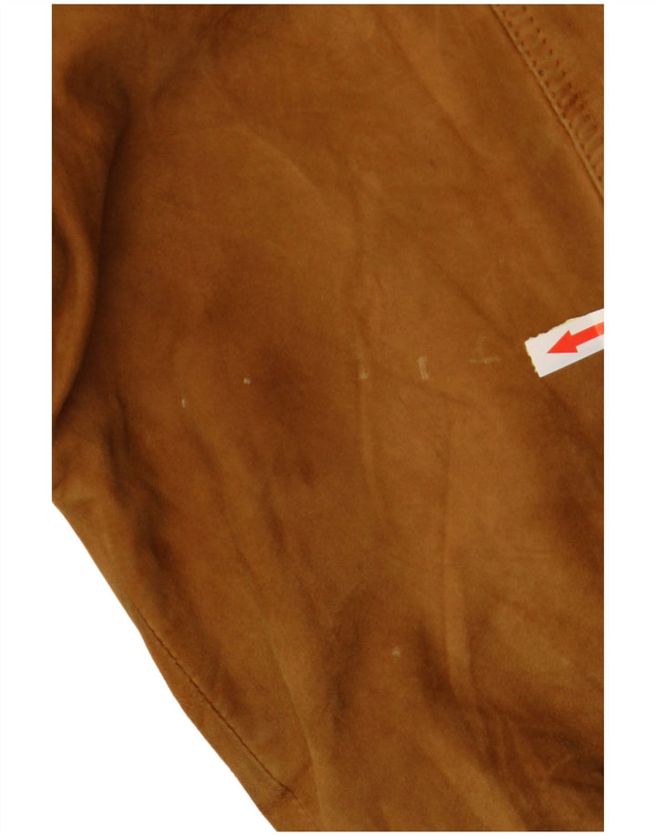 Мужской замшевый бомбер FABIO D UK 40, большой, бежевый кожаный