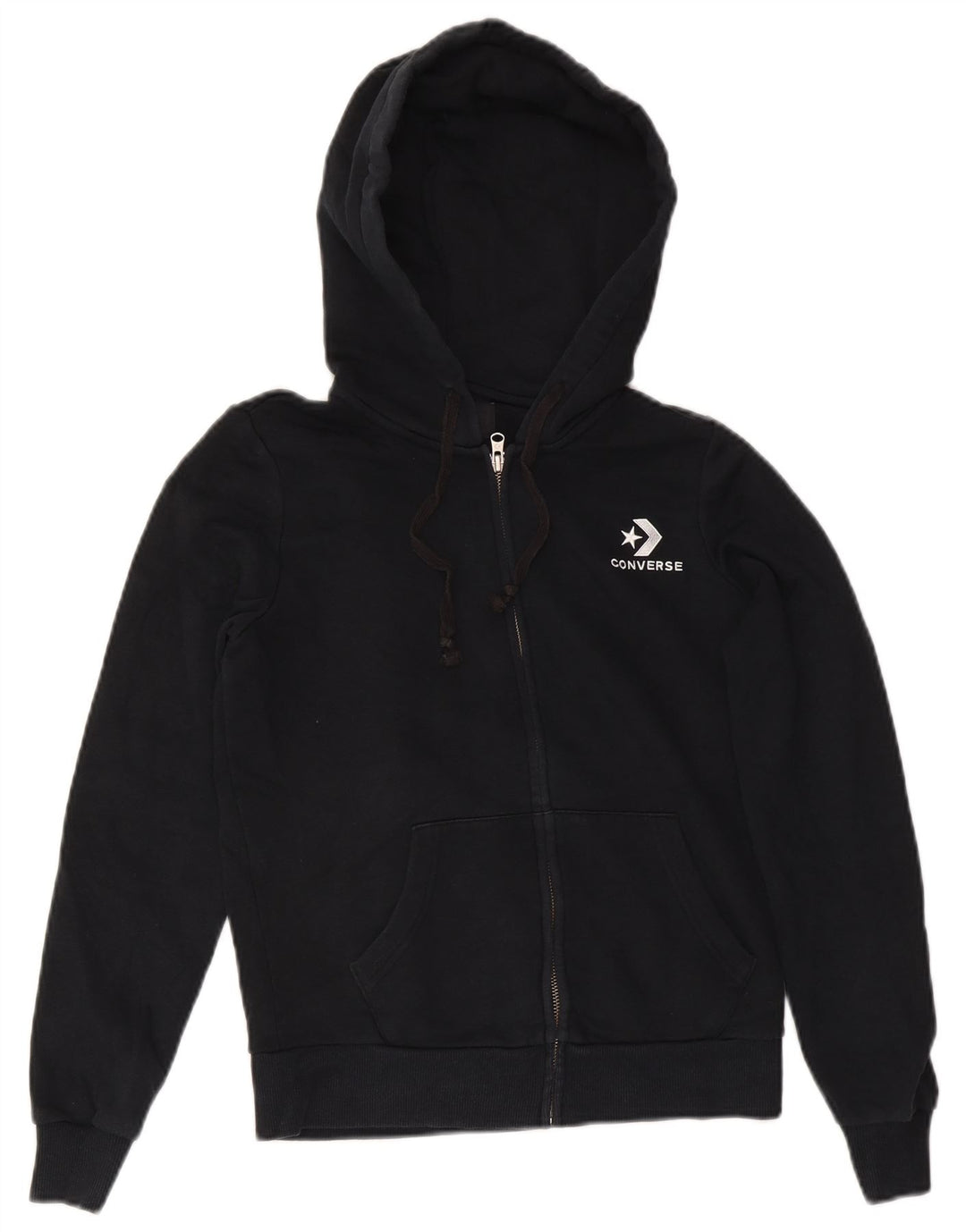 Женский свитер с капюшоном на молнии Converse UK 6 XS, черный хлопок