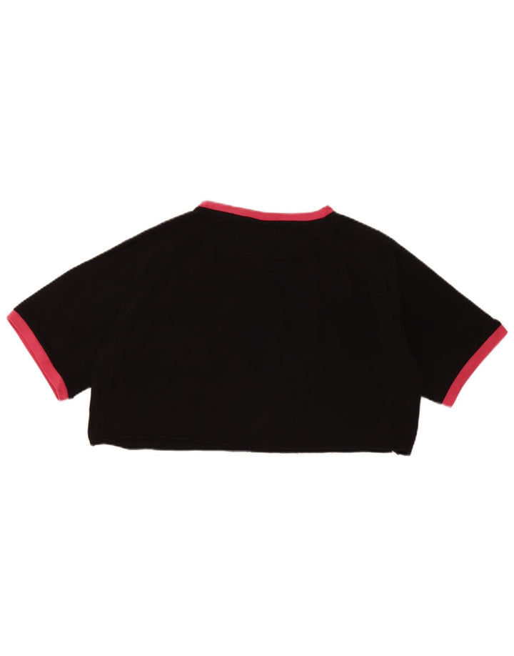 KAPPA Женская укороченная футболка оверсайз с рисунком, топ UK 10, маленький черный хлопок