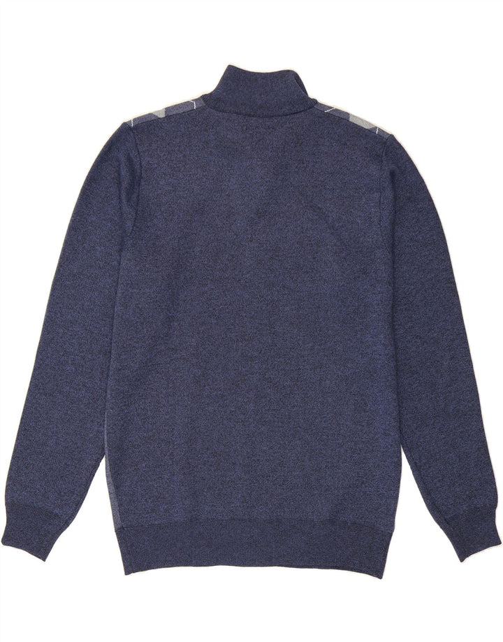 BALLANTRAE Mens Zip Neck Jumper Sweater Large Navy Blue Argyle/Diamond Vintage Ballantrae and Second-Hand Ballantrae from Messina Hembry 