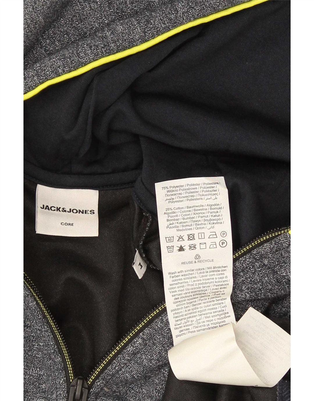 Мужской свитер с капюшоном на молнии Jack & Jones, средний серый хлопок с крапинками