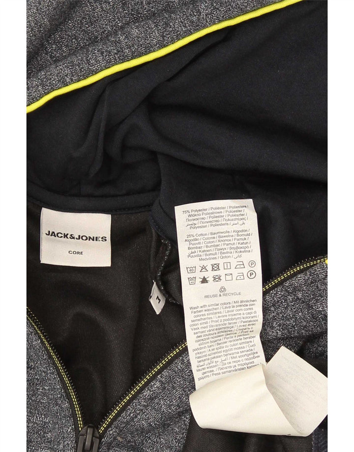Мужской свитер с капюшоном на молнии Jack & Jones, средний серый хлопок с крапинками