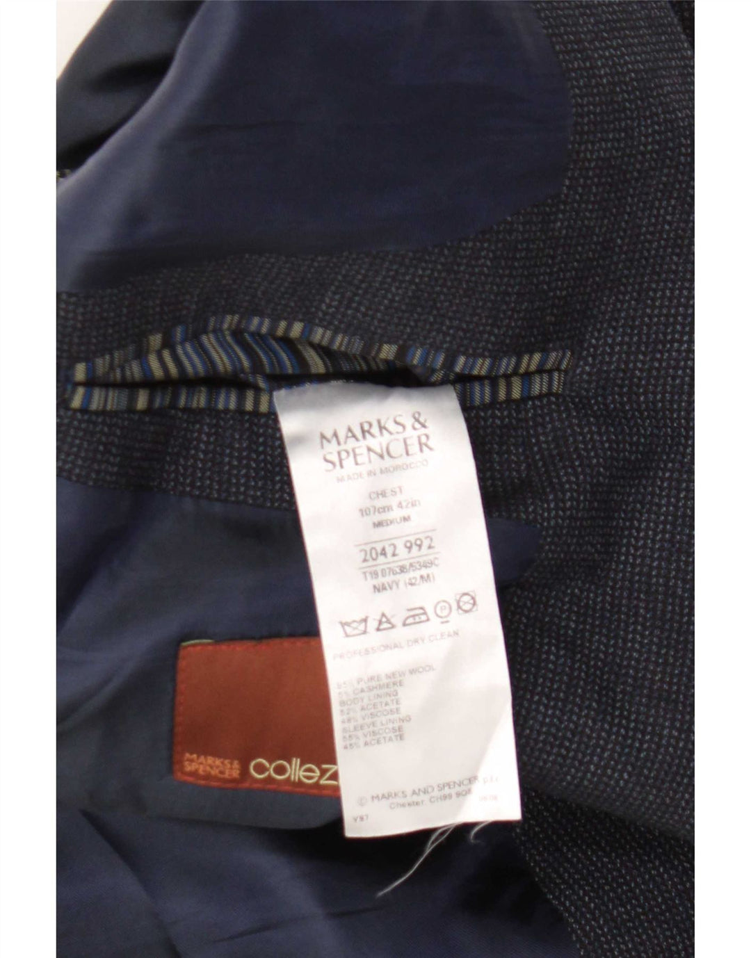 Мужской пиджак с 2 пуговицами Marks & Spencer UK 42, большой темно-синий, новая шерсть