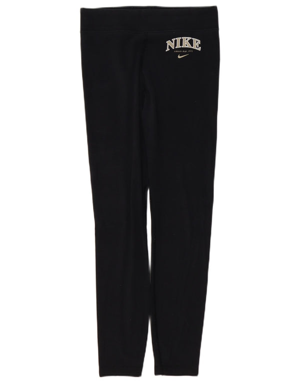 Женские леггинсы с рисунком NIKE UK 14, средний размер, черный хлопок, черный