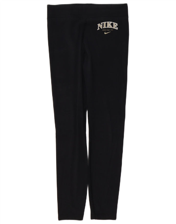 Женские леггинсы с рисунком NIKE UK 14, средний размер, черный хлопок, черный