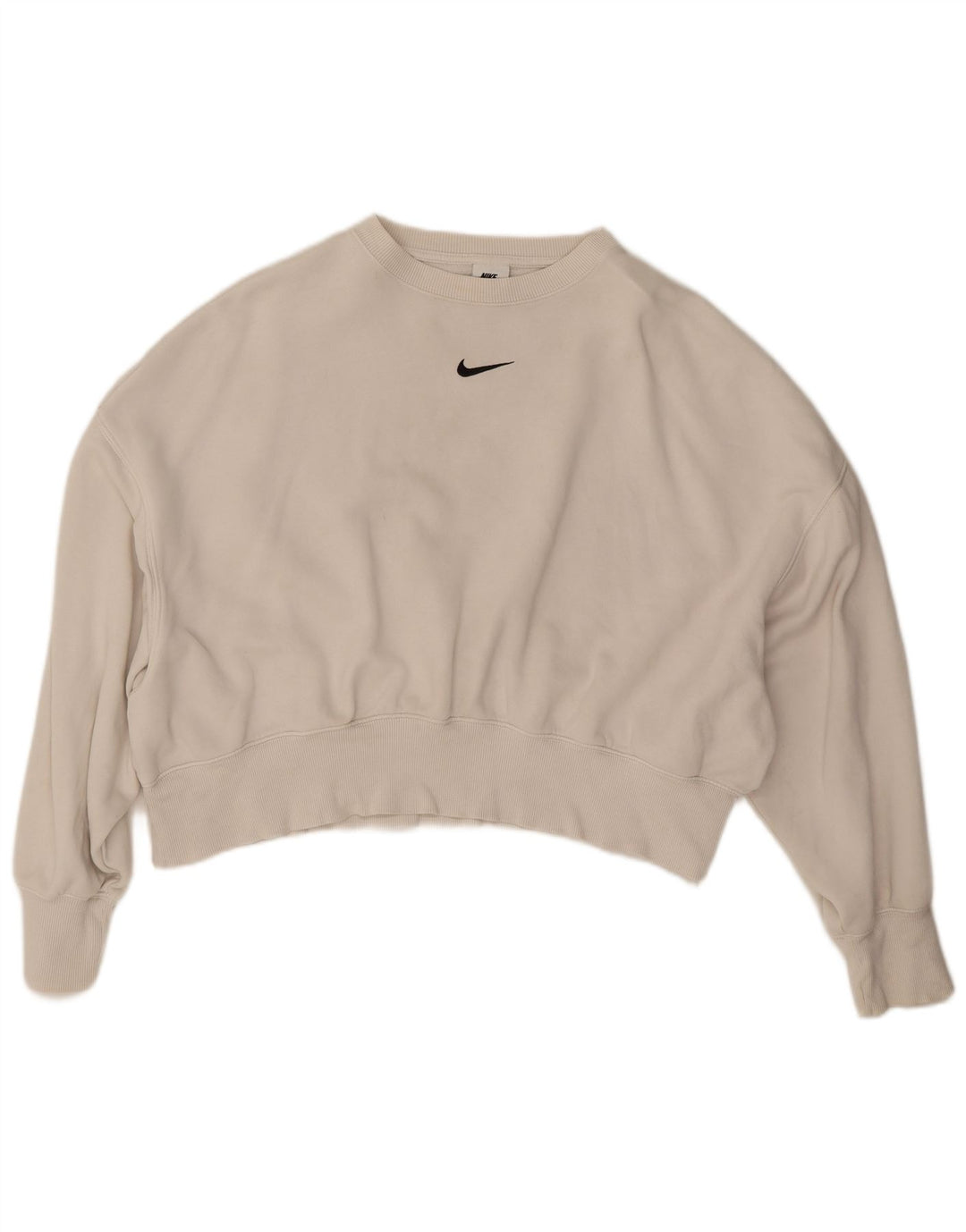 Женский укороченный свитшот оверсайз Nike UK 14, хлопковый средний цвет белого цвета