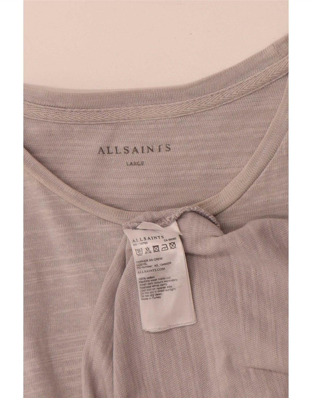 Мужская футболка All Saints, большой серый хлопок с крапинками