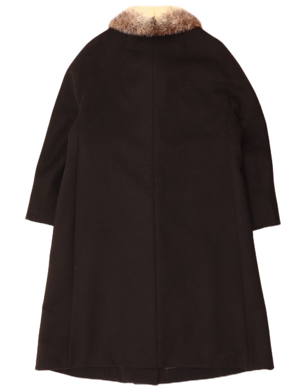 ВИНТАЖНОЕ женское пальто UK 14, большое черное шерстяное пальто