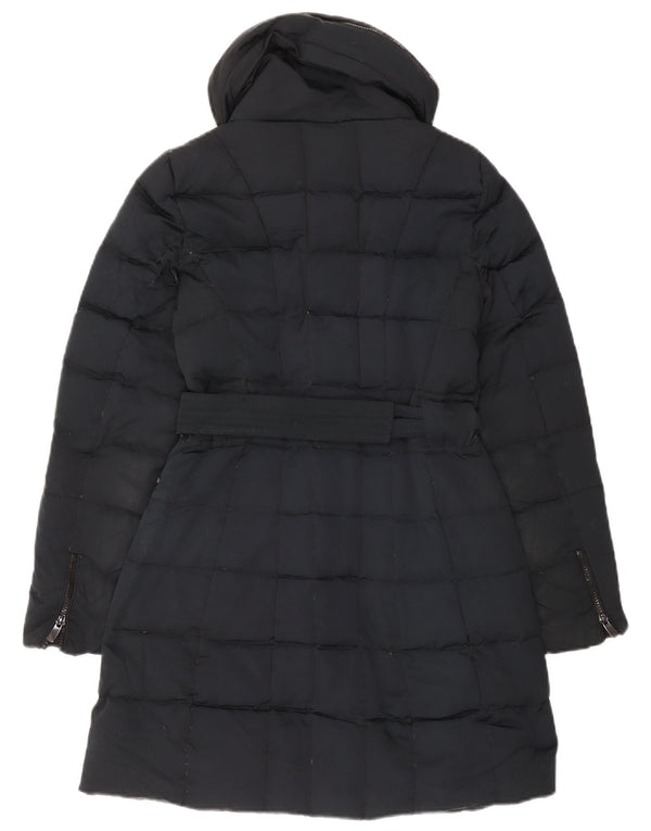 Zara Womens Hooded Padded Coat UK 10 Small Navy Blue