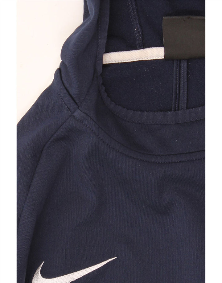 Мужской джемпер с капюшоном Nike Dri Fit, маленький темно-синий, полиэстер с цветными блоками