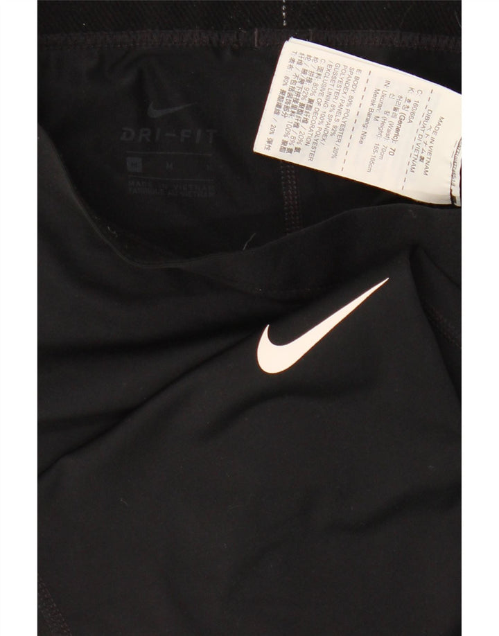 Женские леггинсы с рисунком Nike Dri Fit UK 12, средний черный, полиэстер