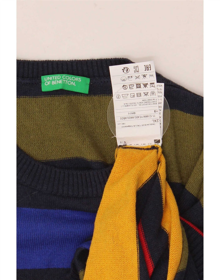 Свитер Benetton для мальчиков с круглым вырезом 11-12 лет, размер 2XL, разноцветный
