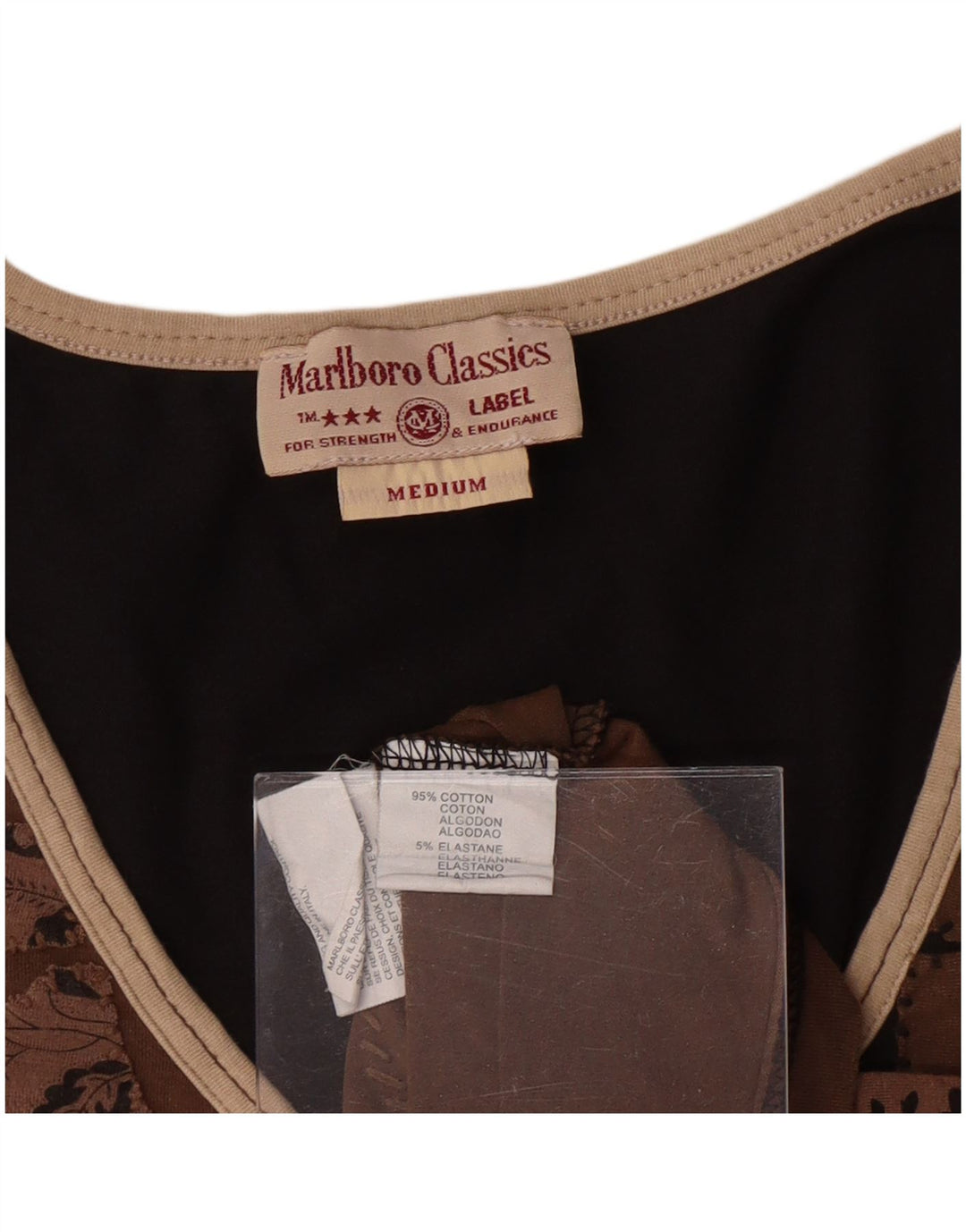 Женская футболка MARLBORO CLASSICS Top UK 12, средний коричневый цвет с узором пейсли