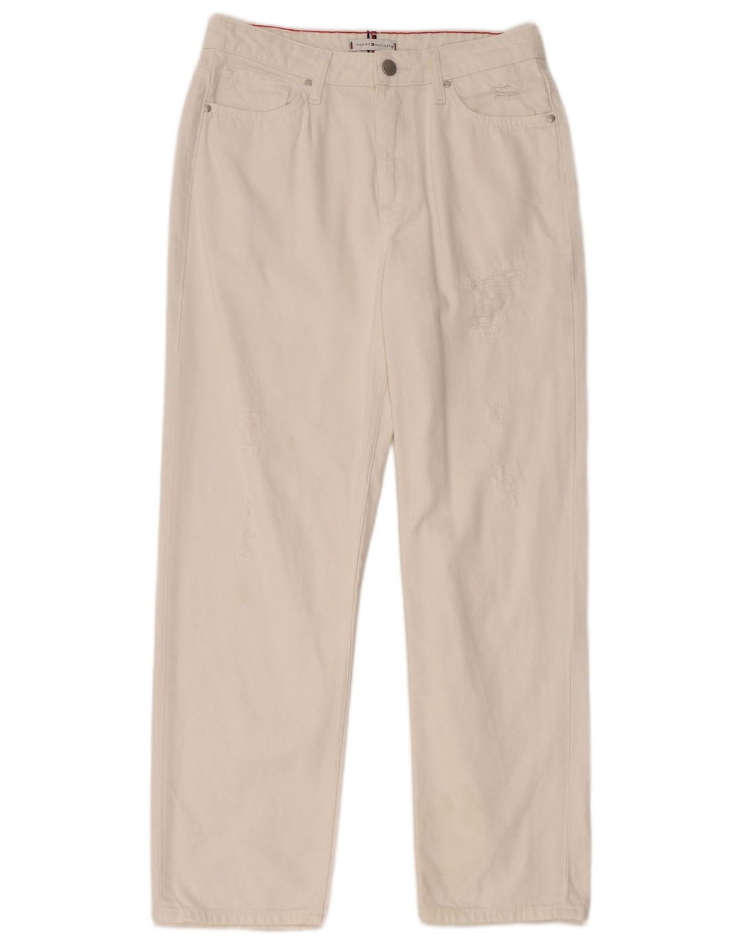 TOMMY HILFIGER Женские потертые прямые джинсы W29 L28 Белый хлопок