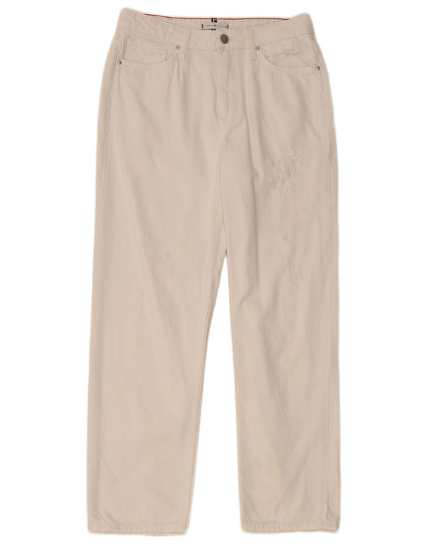 TOMMY HILFIGER Женские потертые прямые джинсы W29 L28 Белый хлопок