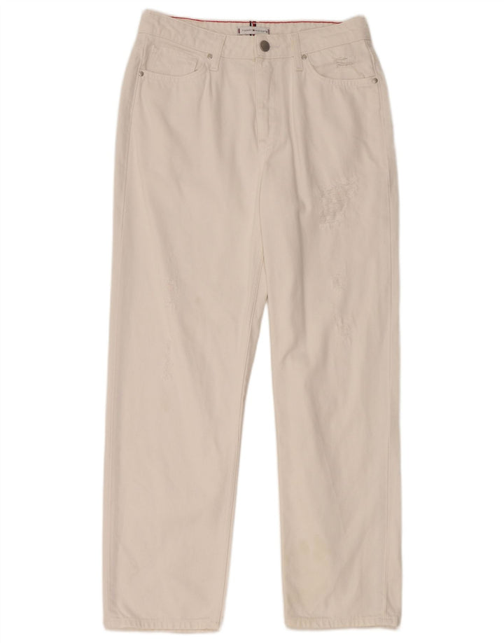 TOMMY HILFIGER Женские потертые прямые джинсы W29 L28 Белый хлопок