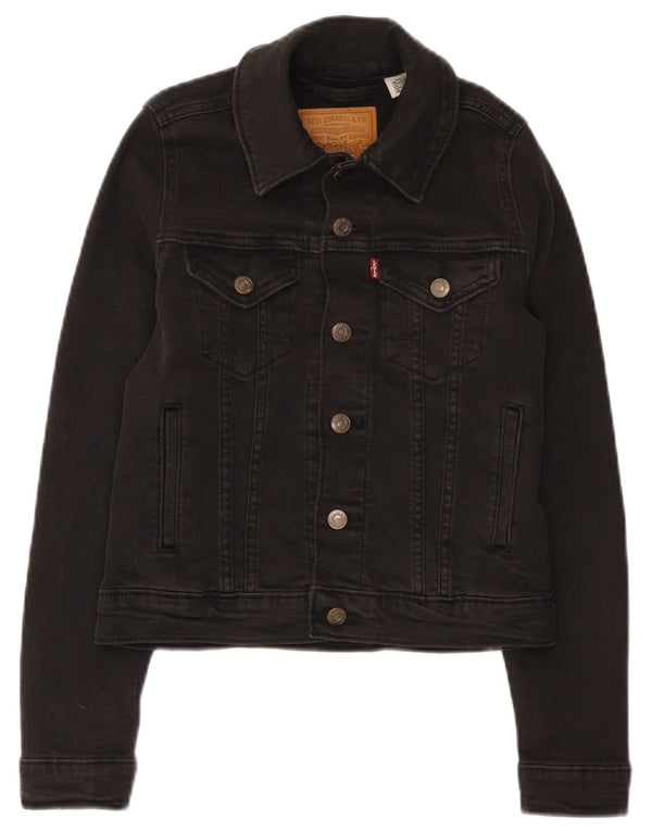 Женская укороченная джинсовая куртка Levi's UK 2 2XS, черный хлопок