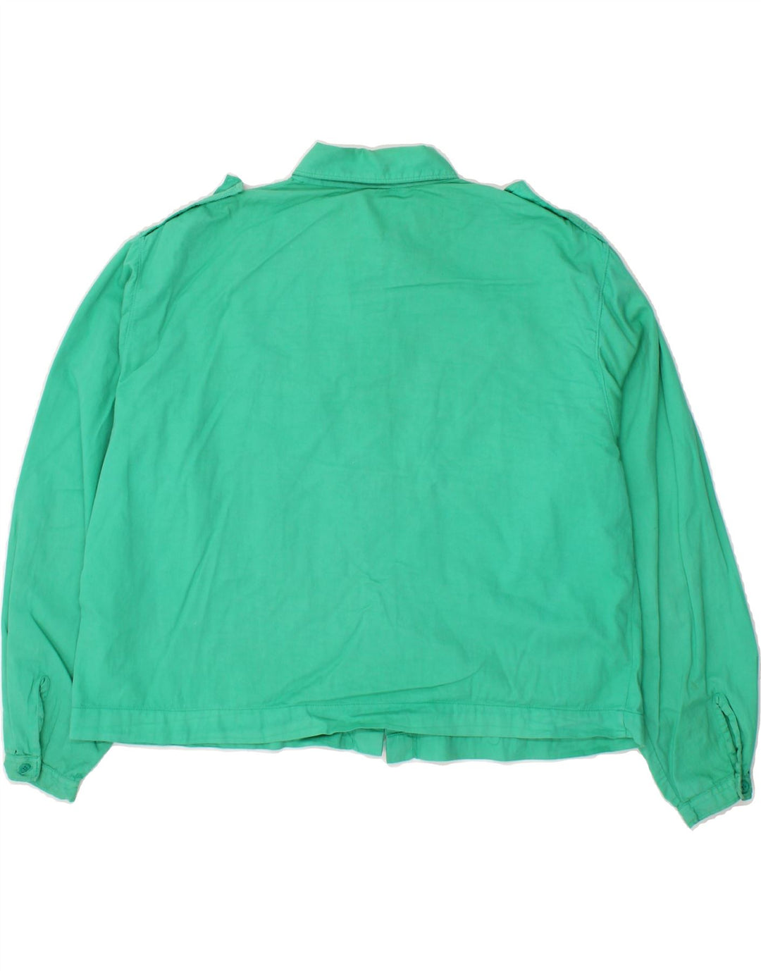 BENETTON Womens Crop Shirt EU 42 Large Green Cotton Vintage Benetton and Second-Hand Benetton from Messina Hembry 