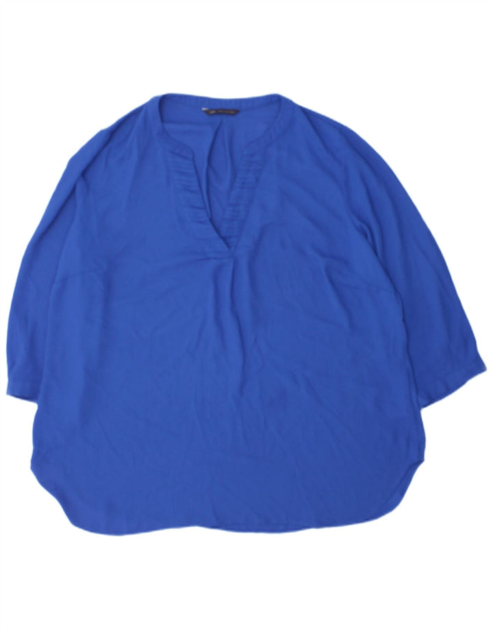 Женская блузка с рукавом 3/4 Marks & Spencer, Великобритания, 18 XL, синий полиэстер