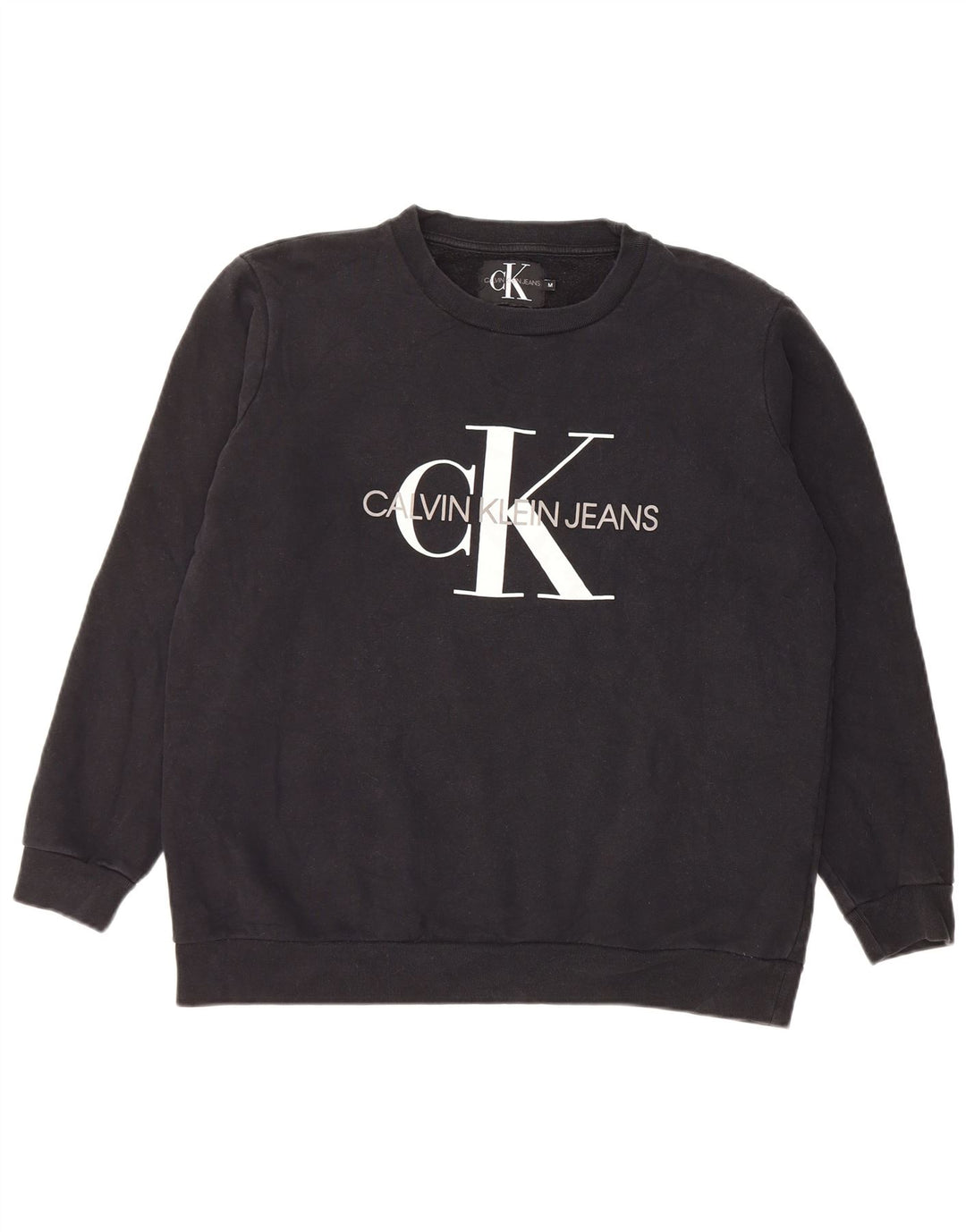 Мужской свитшот с рисунком Calvin Klein Jeans, джемпер среднего размера, черный, хлопок