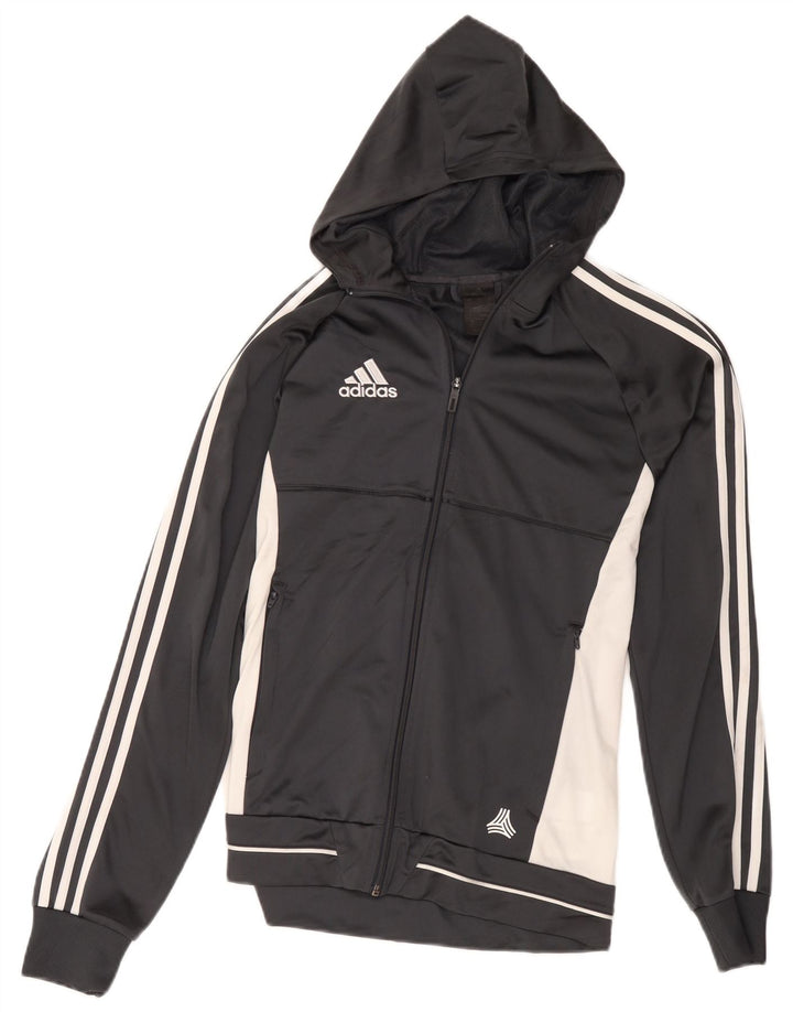 Мужской свитер с капюшоном на молнии Adidas, маленький серый, полиэстер с цветными блоками