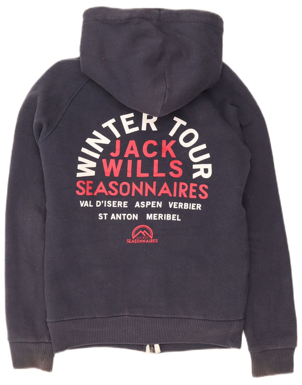 Женский свитер с капюшоном Jack Wills на молнии из шерпа, Великобритания, 8, маленький, темно-синий