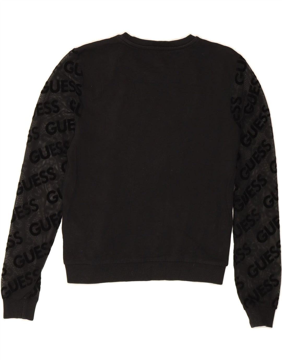 GUESS Womens Graphic Sweatshirt Jumper UK 10 Small Black Cotton Vintage Guess and Second-Hand Guess from Messina Hembry 