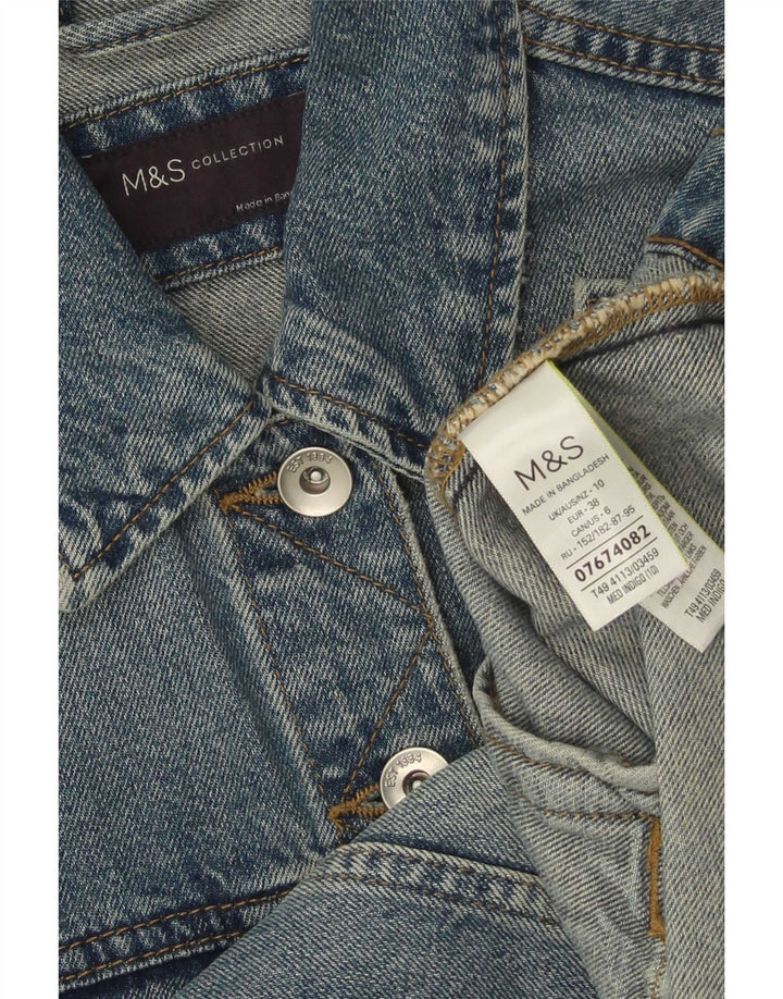 Женская джинсовая куртка Marks & Spencer UK 10, маленькая, синяя, хлопок