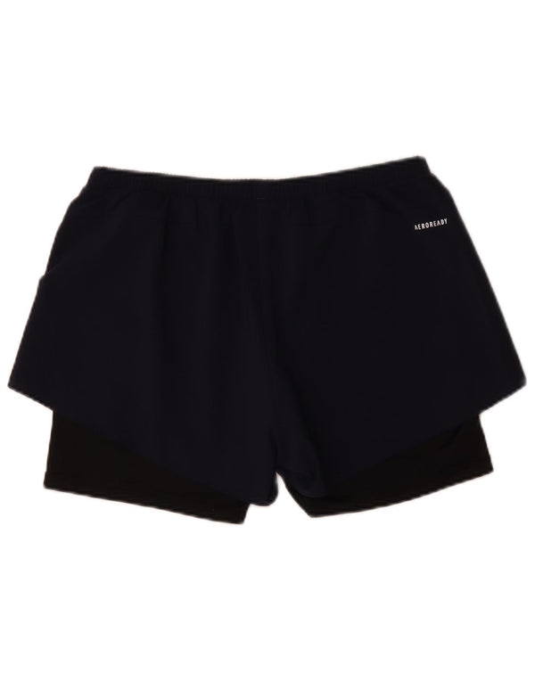 Женские спортивные шорты Adidas Aeroready UK 12/14, средние темно-синие с цветными блоками