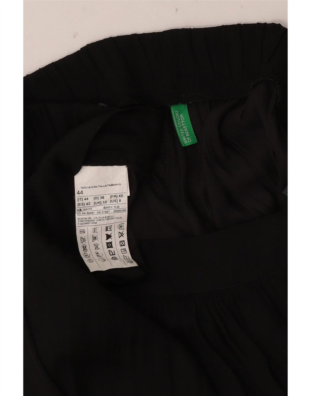 Женские брюки чинос Benetton UK 12 Medium W34 L26, черный полиэстер
