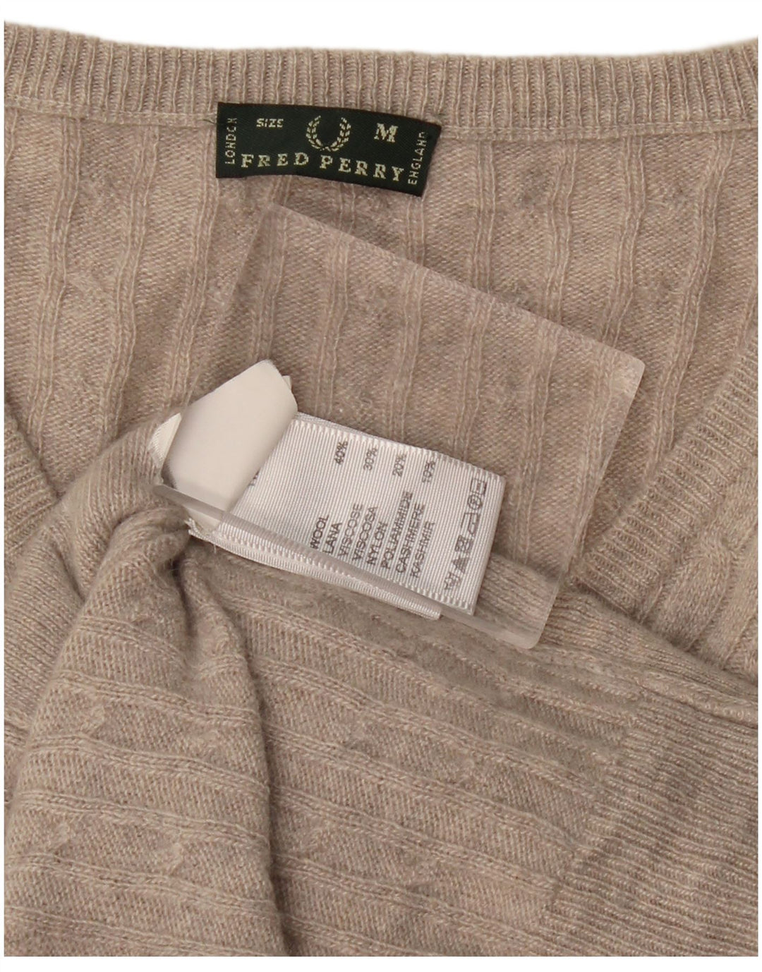 Женский джемпер с v-образным вырезом FRED PERRY UK 12, средний серый, шерсть