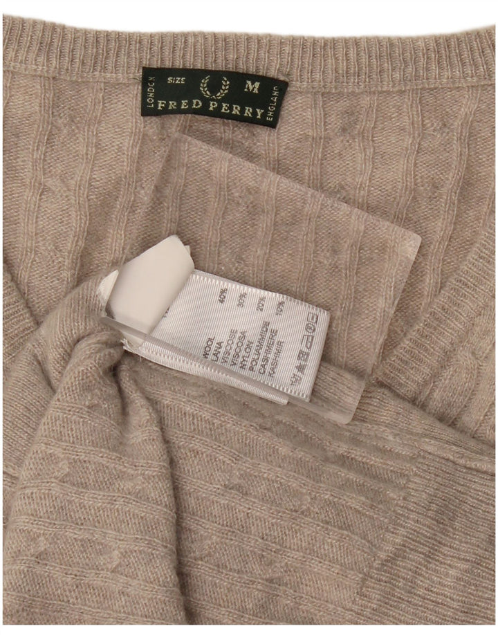 Женский джемпер с v-образным вырезом FRED PERRY UK 12, средний серый, шерсть