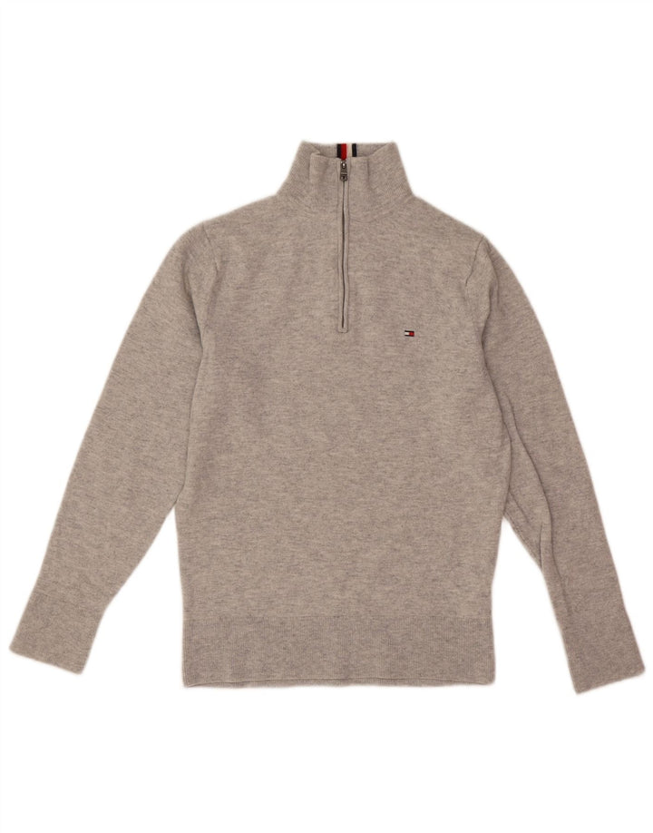 Мужской джемпер с воротником на молнии Tommy Hilfiger XS, серый шерстяной