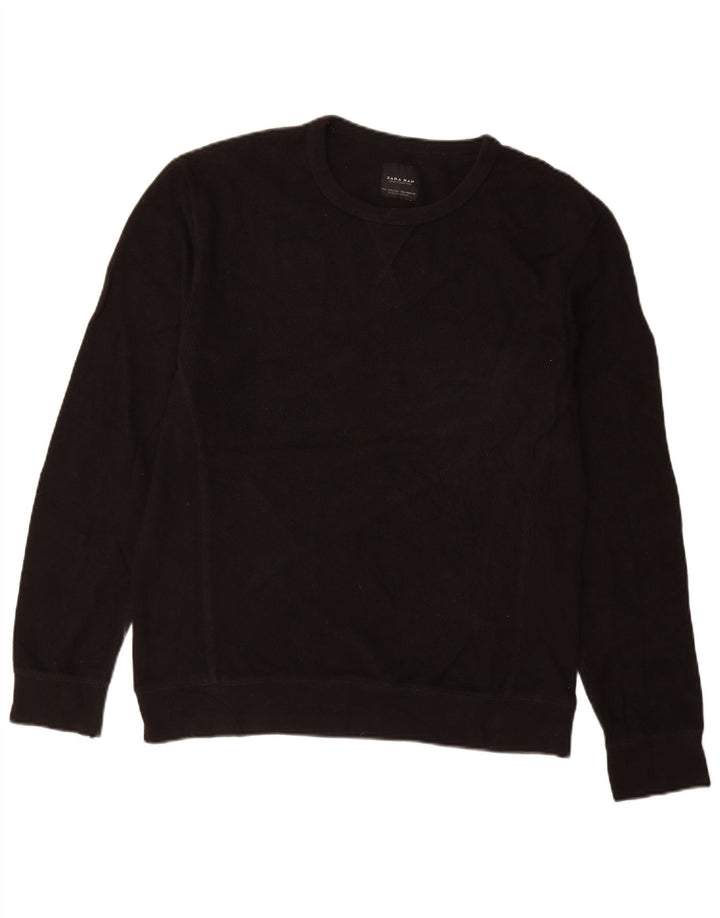 Мужской джемпер с круглым вырезом Zara 2XL, черный