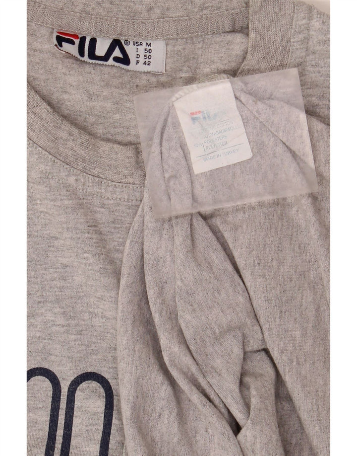 Мужская футболка с рисунком FILA, хлопковый топ среднего серого цвета